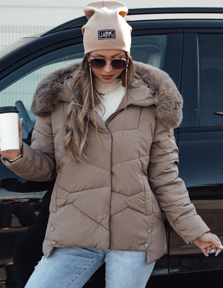 Dámska zimná svetlohnedá prešívaná bunda FIXMIX TY4674 Veľkosť: S