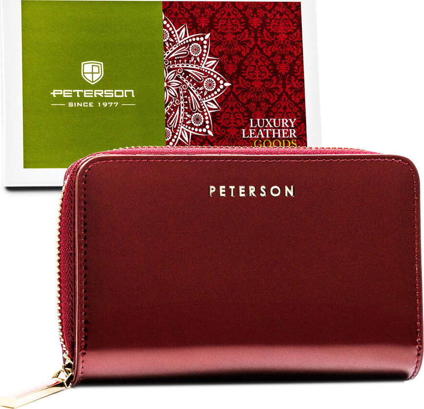 Peterson vínová kožená lakovaná peňaženka Y699 PTN BC-418 Veľkosť: ONE SIZE