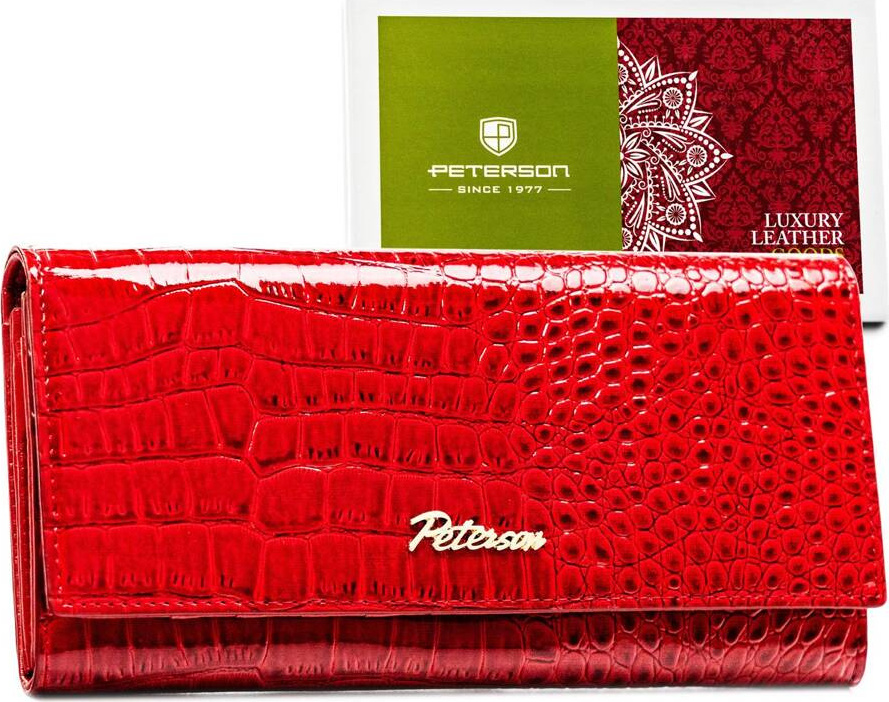 Lakovaná peňaženka s motívom krokodílej kože Peterson Y703 PTN CR-409 Veľkosť: ONE SIZE