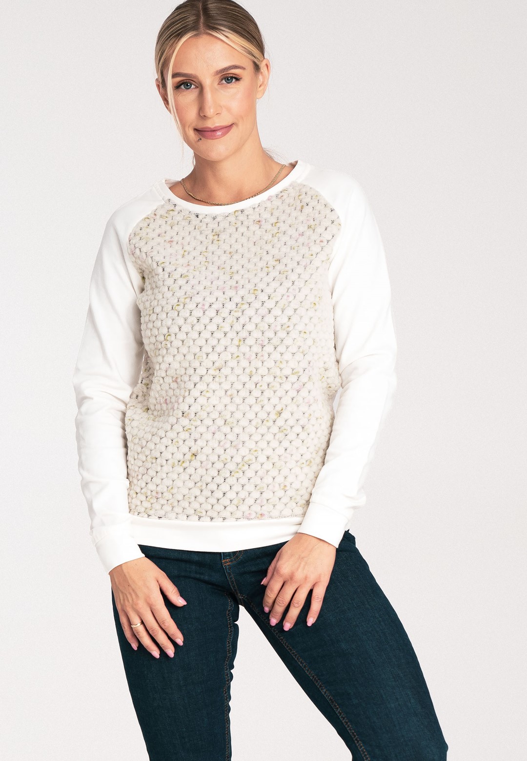 Dámska smotanová mikina M1046 ecru Veľkosť: S