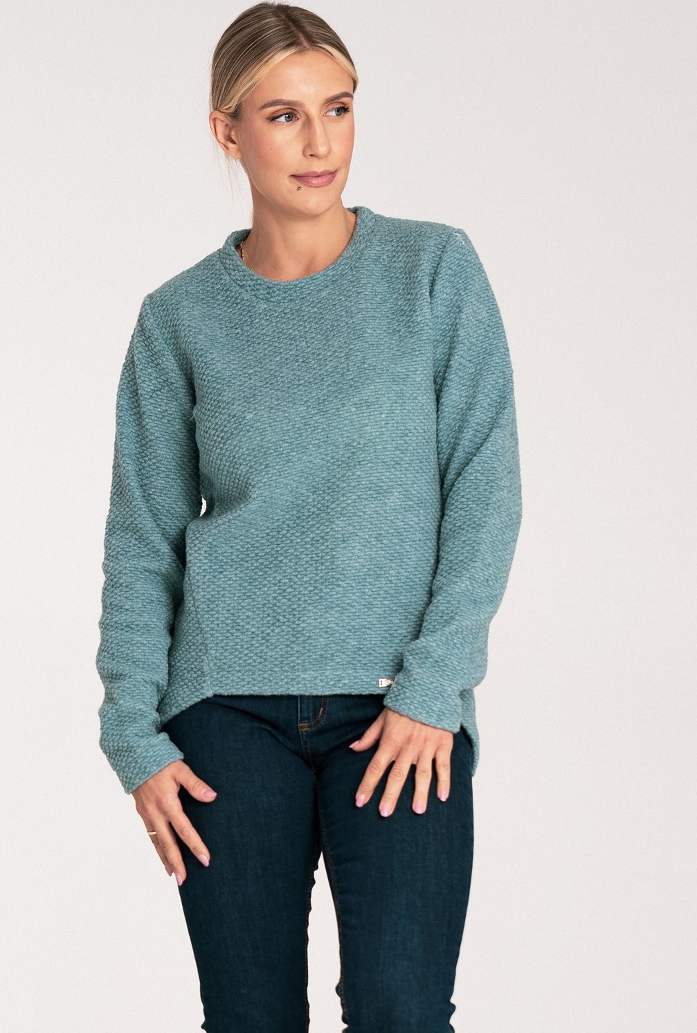 Dámsky mätový asymetrický sveter M1044 mint Veľkosť: M