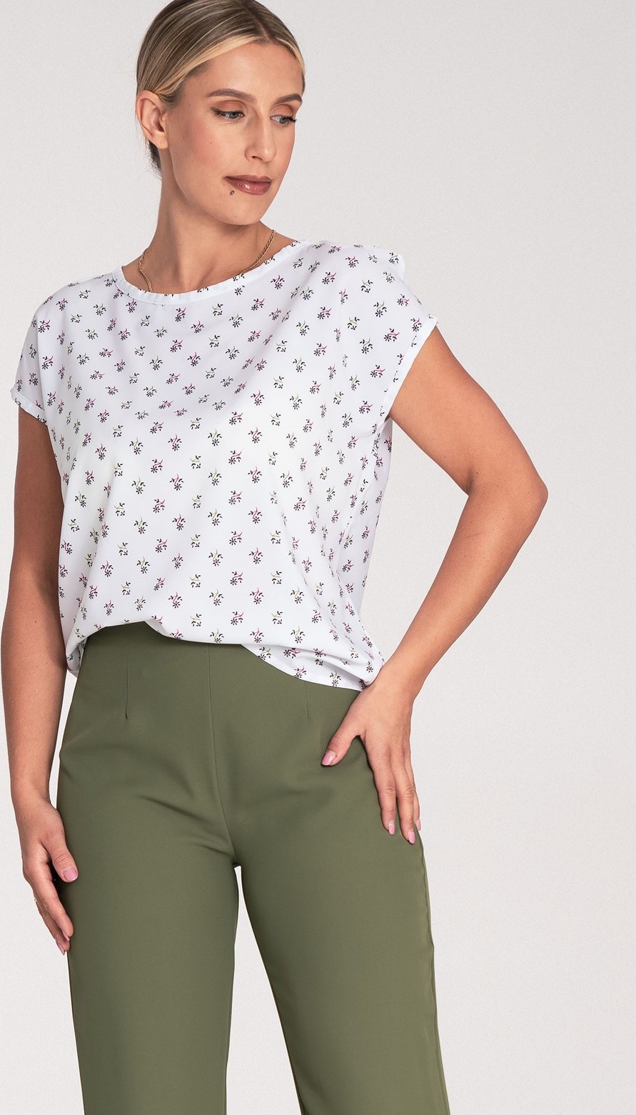 Elegantné dámske vzorované tričko s krátkym rukávom M1048 Pattern 26 Veľkosť: S