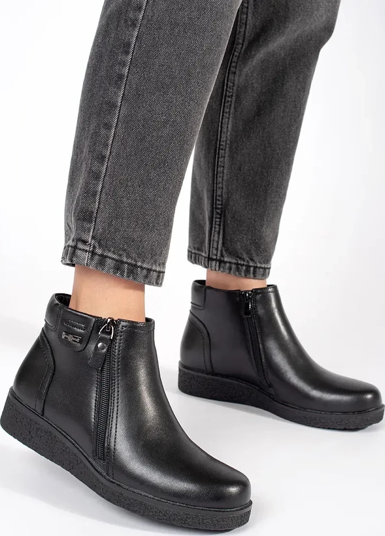 Čierne kožené pohodlné zateplené členkové topánky Sergio Leone BT348-S-B Veľkosť: 36