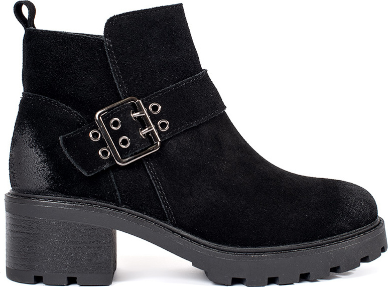 Čierne dámske kožené členkové topánky na podpätku Sergio Leone, podpätok 5,5 cm BT720-S-B Veľkosť: 36