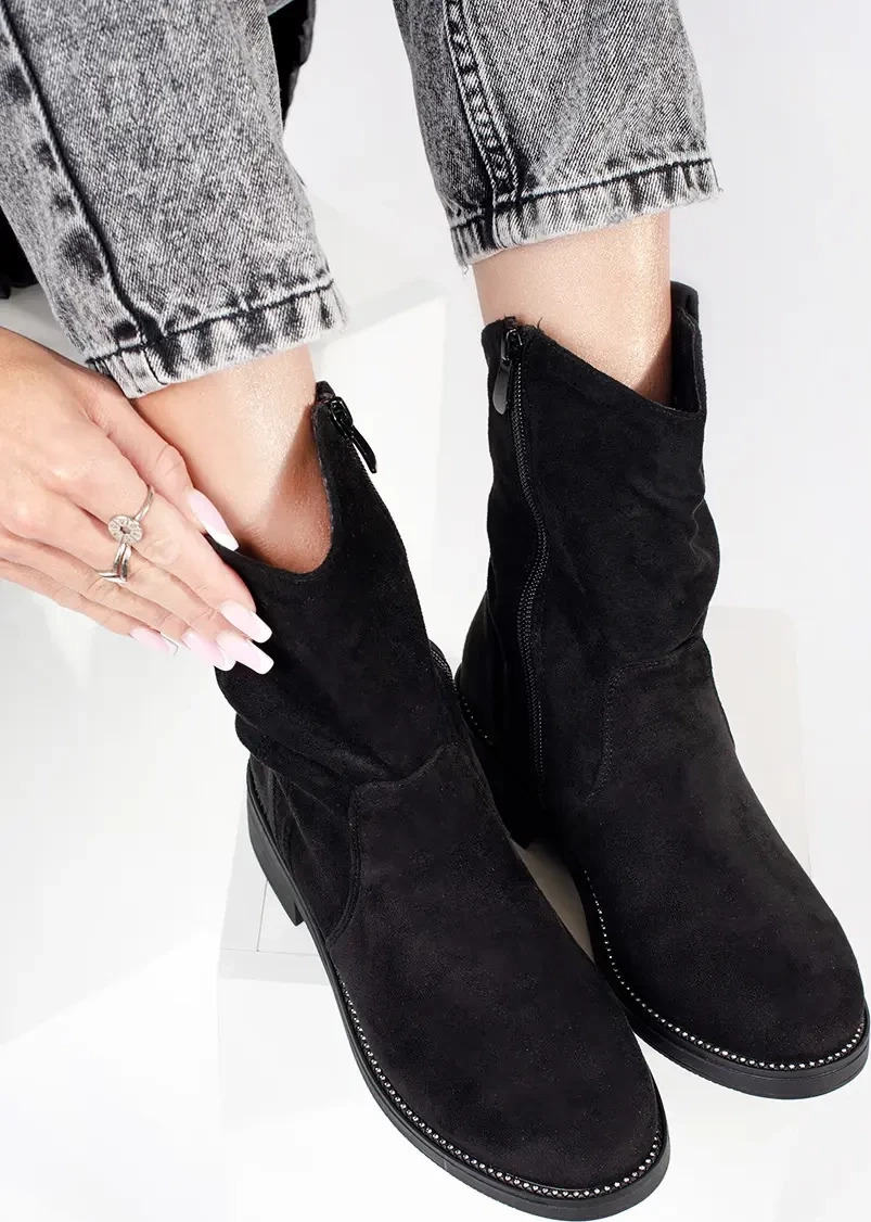 Čierne semišové dámske kovbojky O-589B Veľkosť: 37