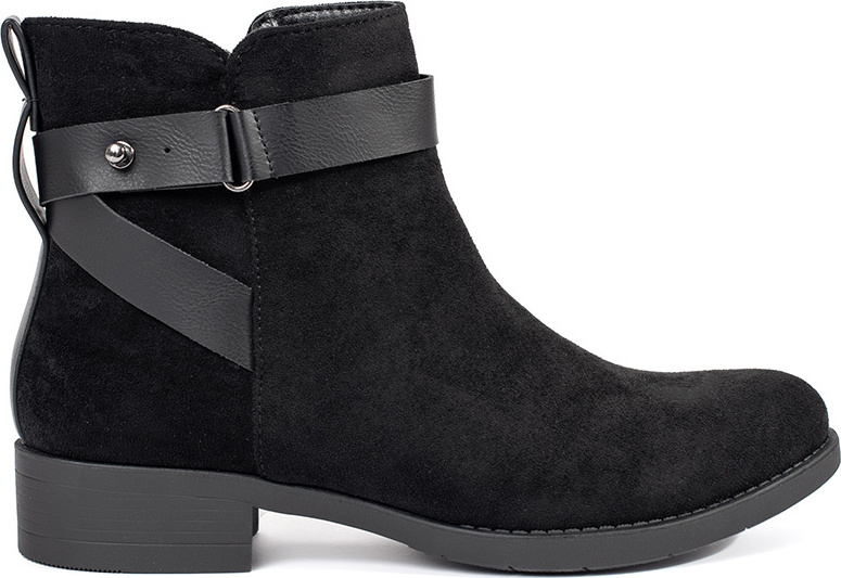 Čierne semišové dámske členkové topánky s ozdobným pásikom, podpätok 3 cm 1886B Veľkosť: 36