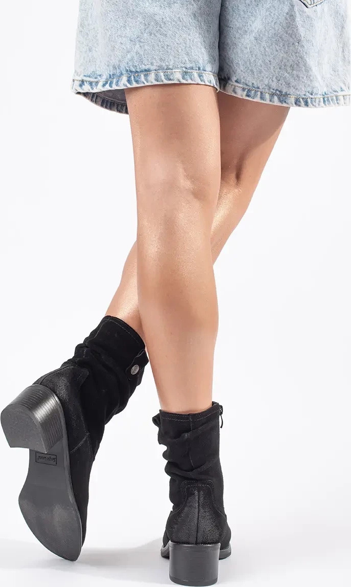 Čierne kožené kovbojky Sergio Leone, podpätok 5 cm BT354-S-B Veľkosť: 40