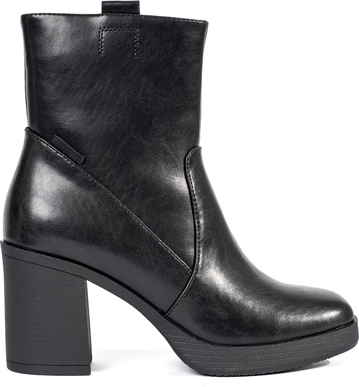 Čierne kožené členkové topánky na podpätku Sergio Leone, podpätok 8 cm BT671-S-B Veľkosť: 36