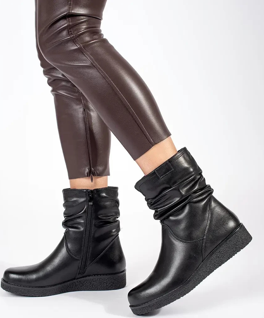 Čierne kožené dámske topánky na nízkom kline Sergio Leone, podpätok 3,5 cm BT294-S-B Veľkosť: 36