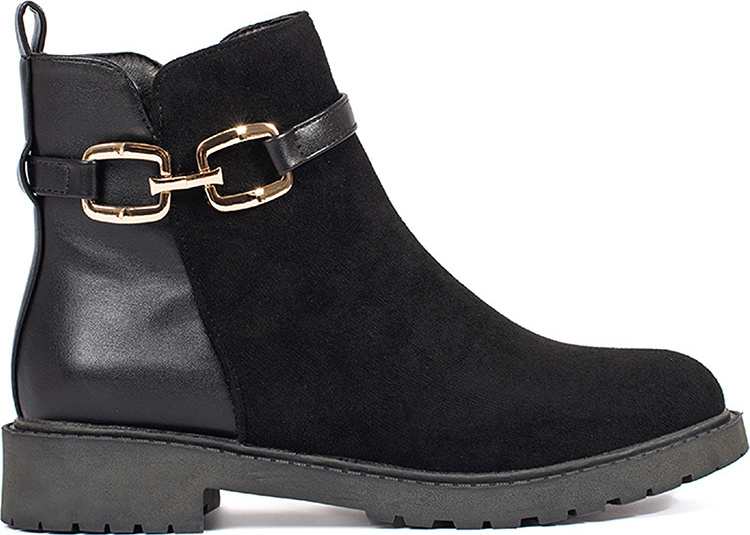 Čierne dámske členkové topánky s ozdobnou sponou, podpätok 3,5 cm 9622B Veľkosť: 37