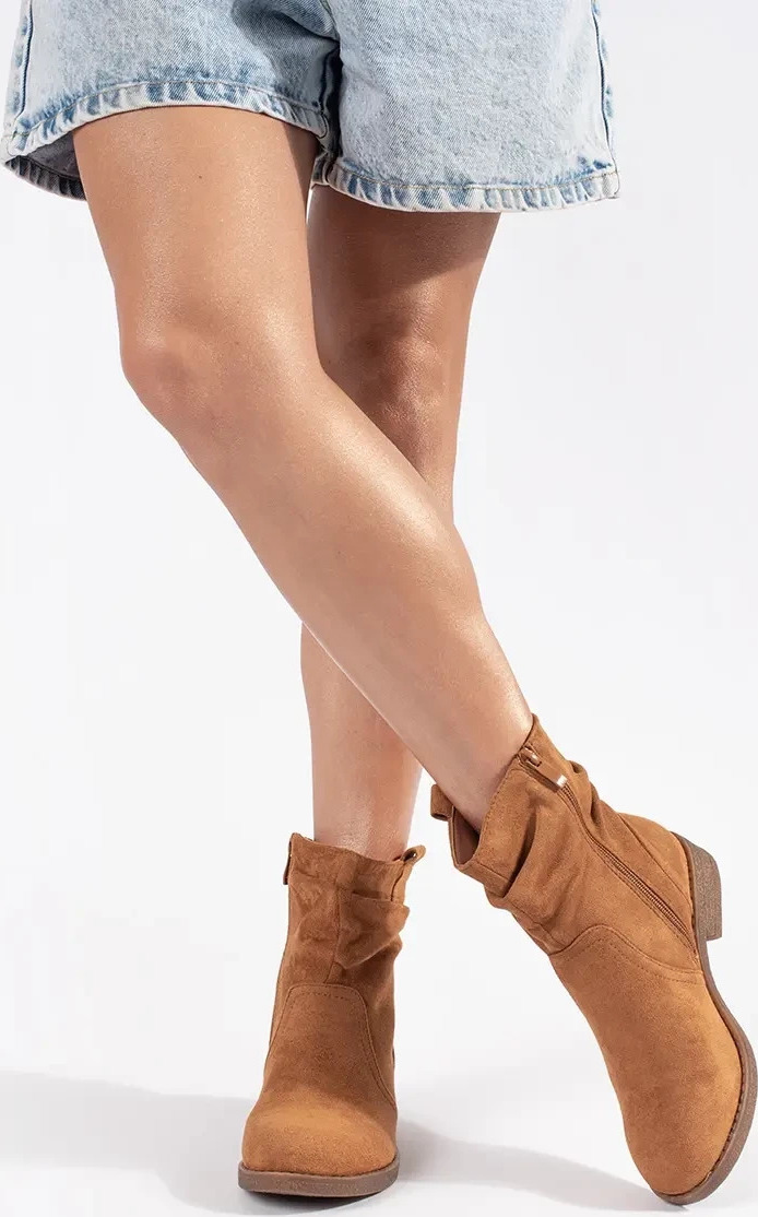 Hnedé dámske členkové kovbojky, podpätok 3 cm YY-29C Veľkosť: 36