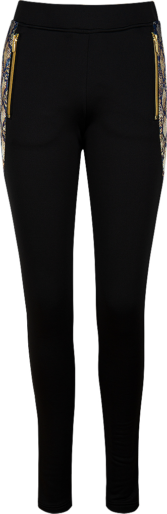 Čierne dámske teplé nohavice s hadím vzorom na bokoch Veľkosť: S