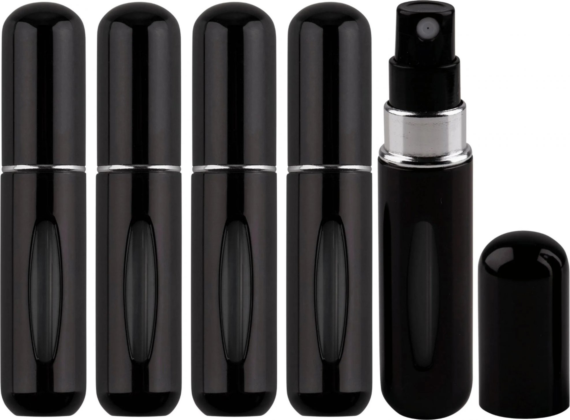 Čierna sada 5 plniteľných rozprašovačov na parfum 5 ml Veľkosť: ONE SIZE