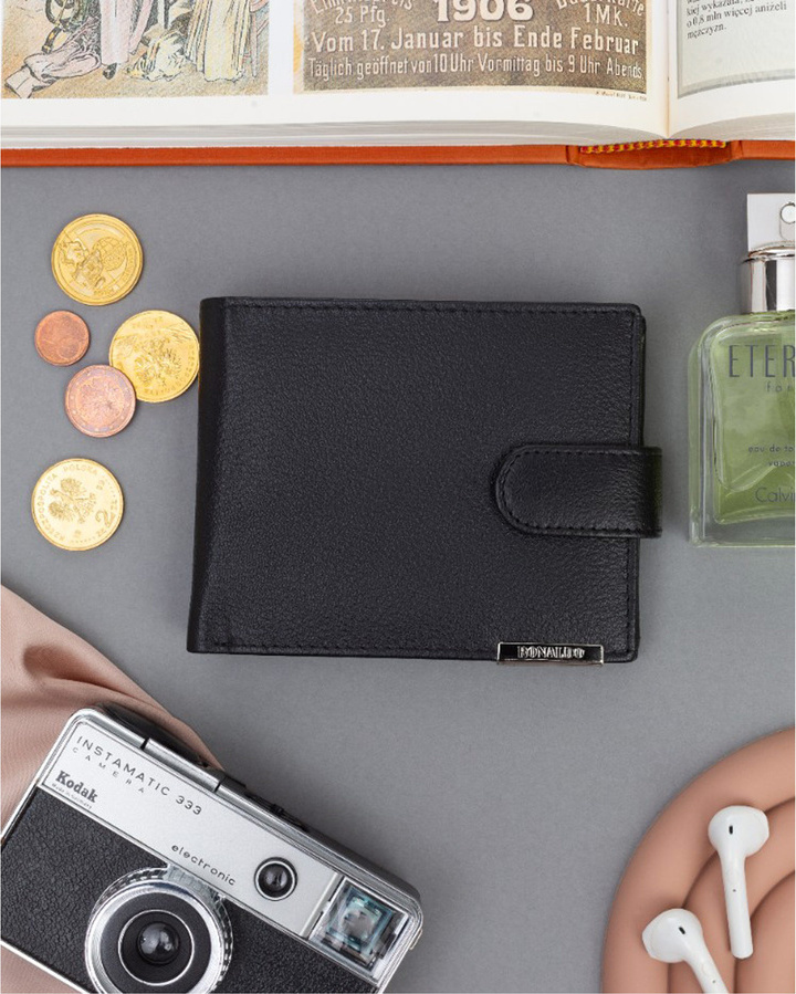 Ronaldo čierna pánska peňaženka so strieborným kovaním K061 N992L-PDM-RON-BP Veľkosť: ONE SIZE