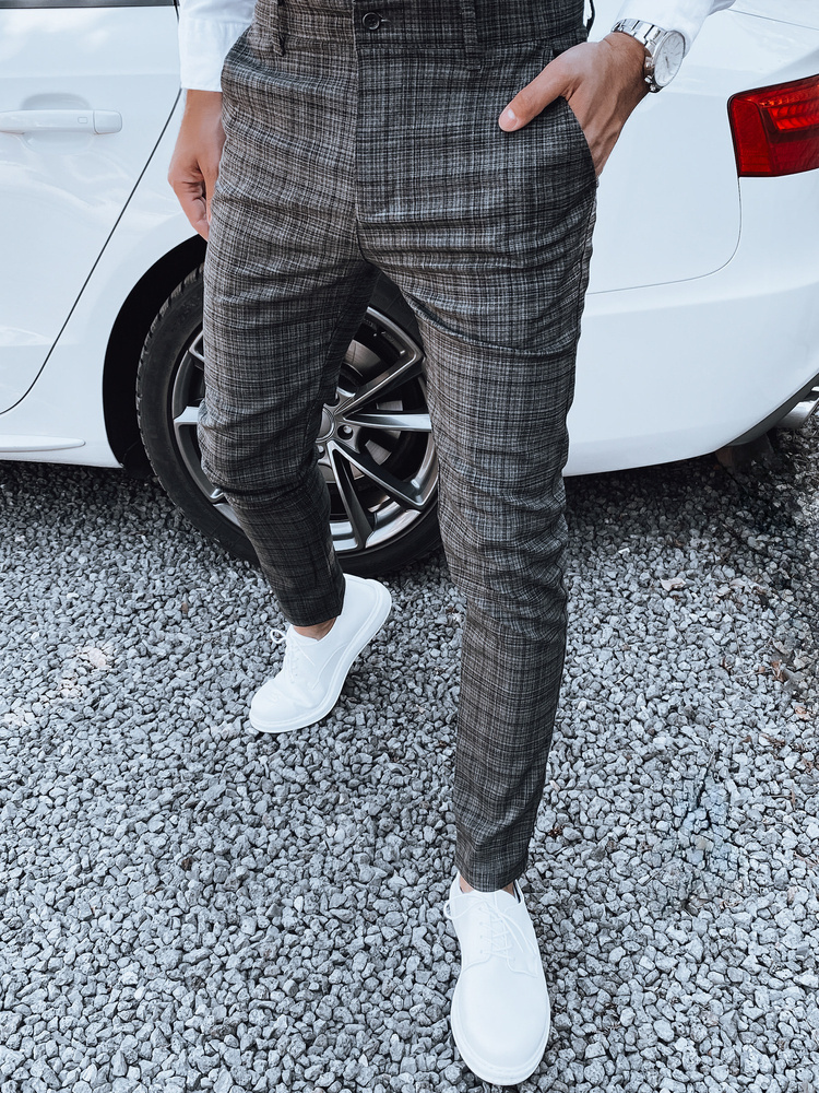 Tmavosivé kárované spoločenské nohavice UX4404 Veľkosť: 33