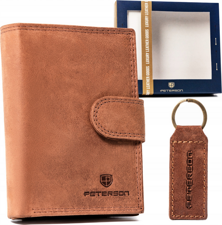 Peterson svetlohnedá pánska sada peňaženky a kľúčenky I064 [DH] PTN SET-M-1542L-CH C Veľkosť: ONE SIZE