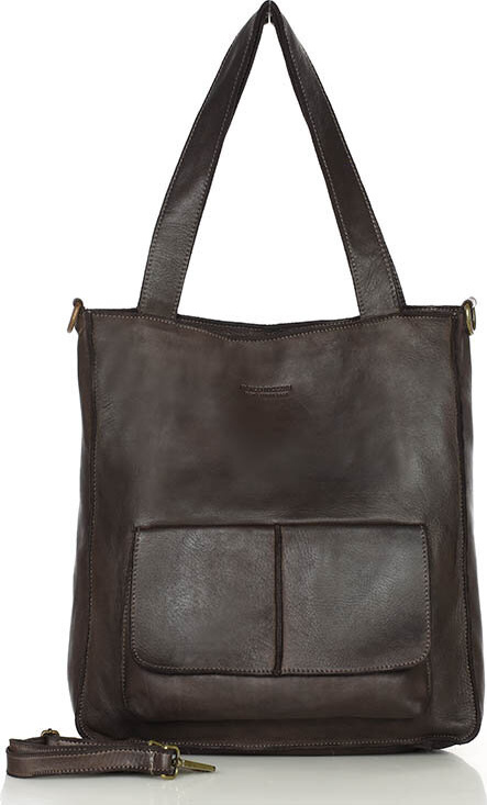 MARCO MAZZINI Tmavo hnedá dámska kožená shopper kabelka (v234c) Veľkosť: ONE SIZE