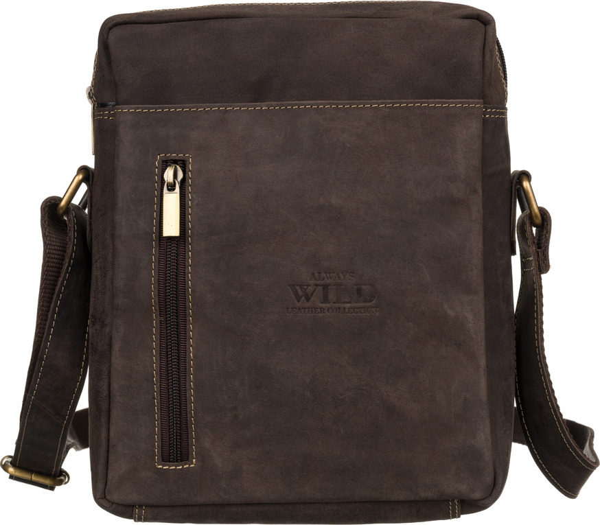 Always Wild Pánska kožená messenger taška s vreckami MN-6-MH-1876 BROWN Veľkosť: ONE SIZE