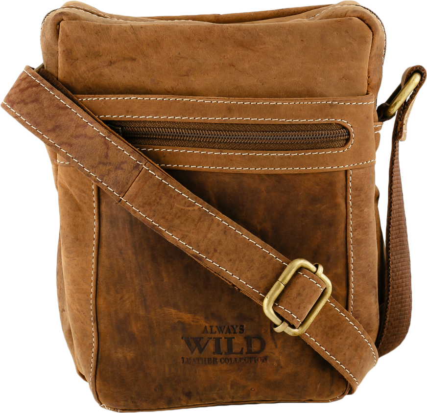 Always Wild Svetlohnedá messenger taška z hovädzej kože [DH] 250587-MH Veľkosť: ONE SIZE