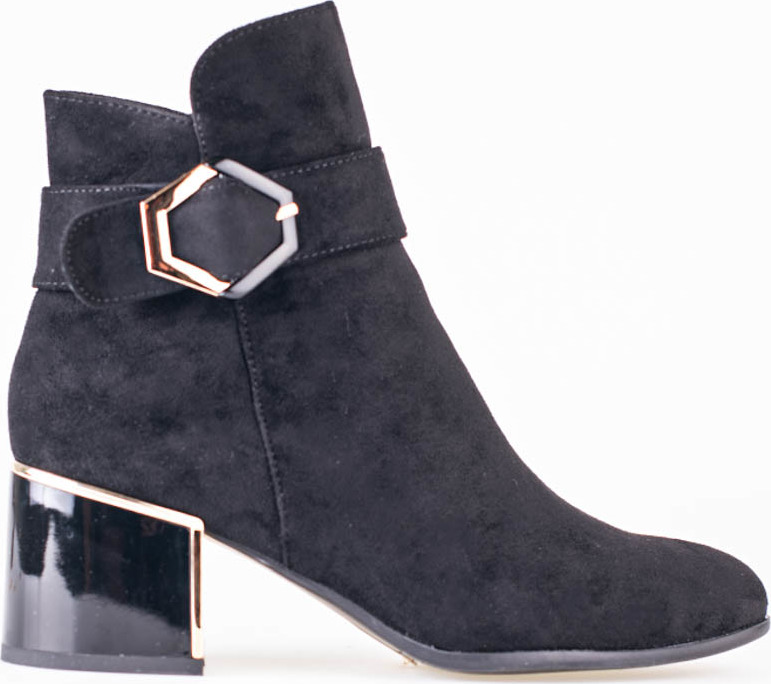 Elegantné čierne členkové topánky na nízkom podpätku GD-FL2029B Veľkosť: 36