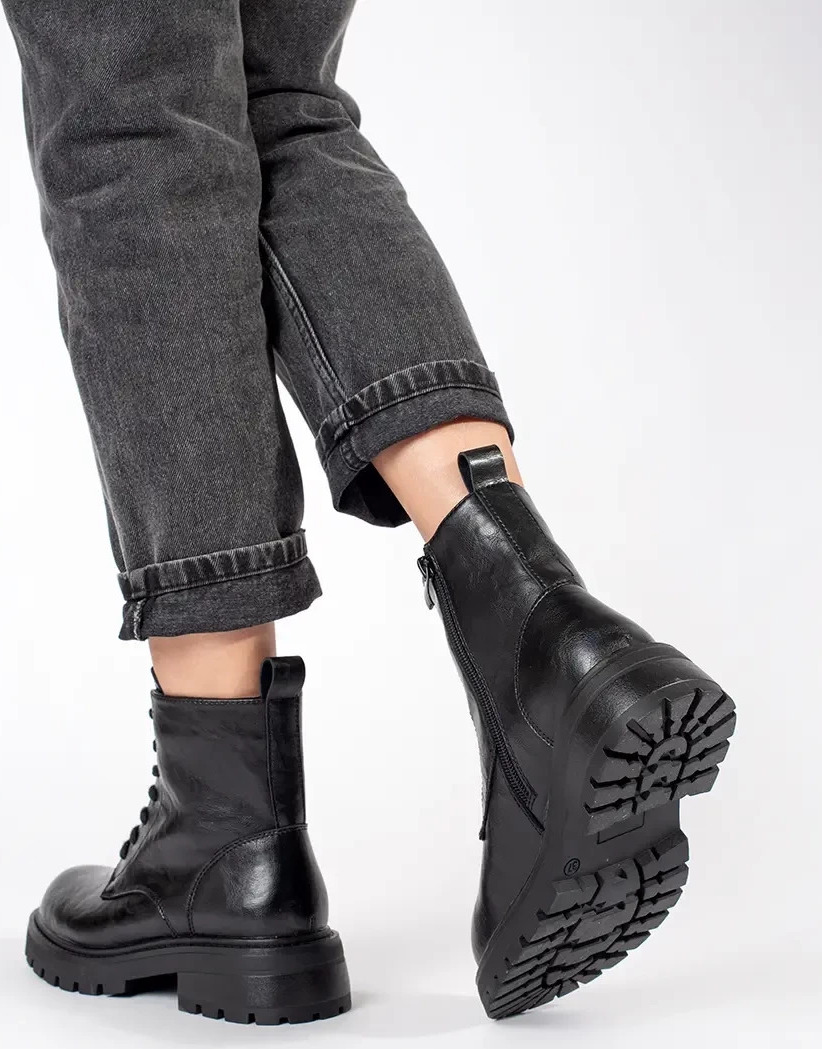 Čierne kožené dámske workery na platforme Sergio Leone TR796-S-B Veľkosť: 36