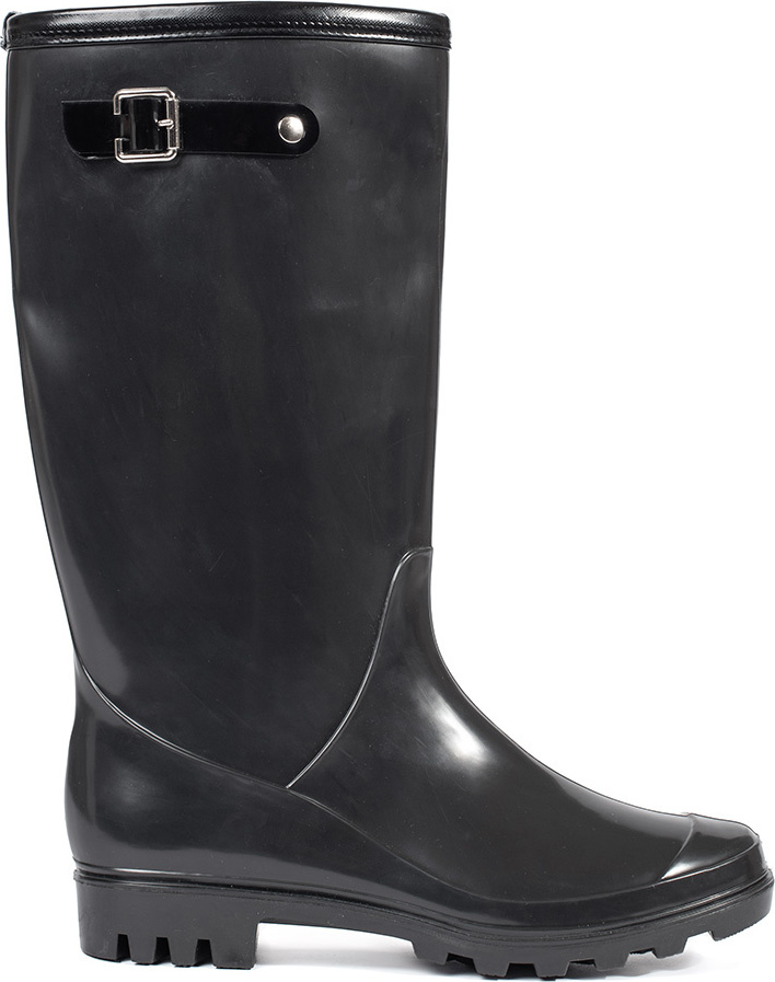 Čierne vysoké lakované dámske gumáky, podpätok 3cm LMG-01B Veľkosť: 37