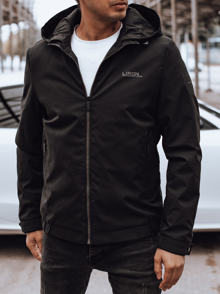 Čierna pánska prechodná bunda s kapucňou TX4915 Veľkosť: 2XL