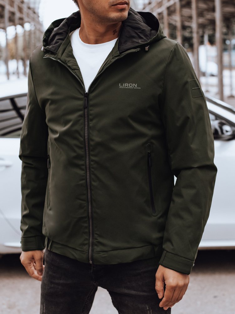 Tmavozelená pánska prechodná bunda s kapucňou TX4888 Veľkosť: 2XL