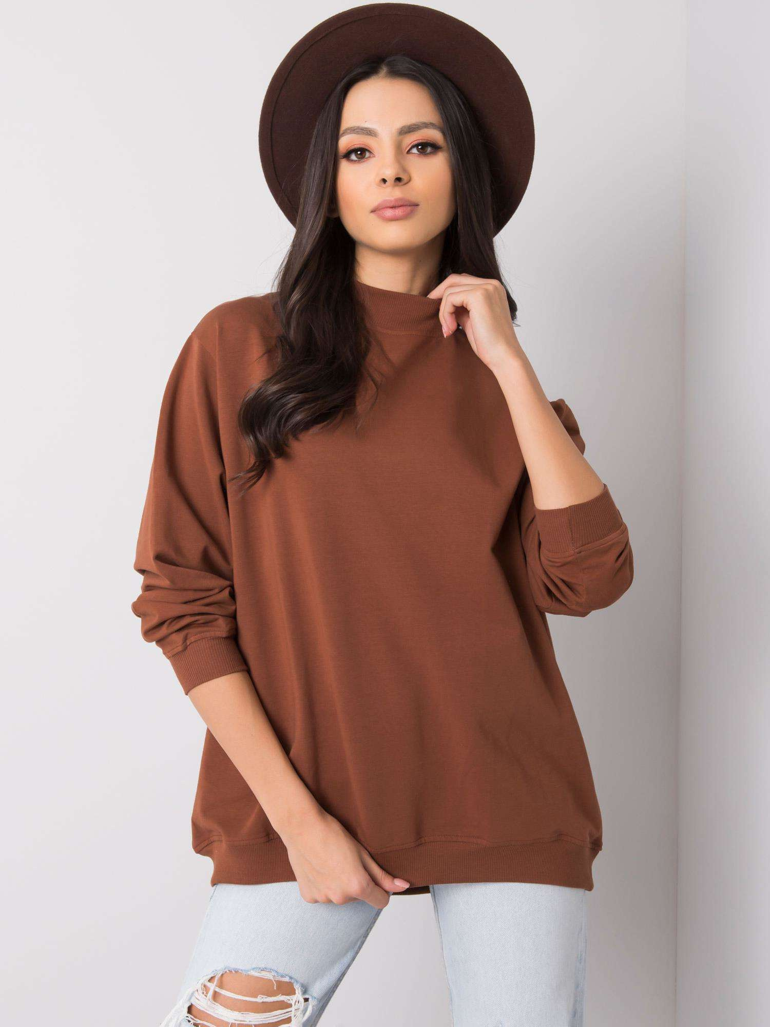 Hnedá oversized mikina RV-BL-5185.81P-brown Veľkosť: S/M