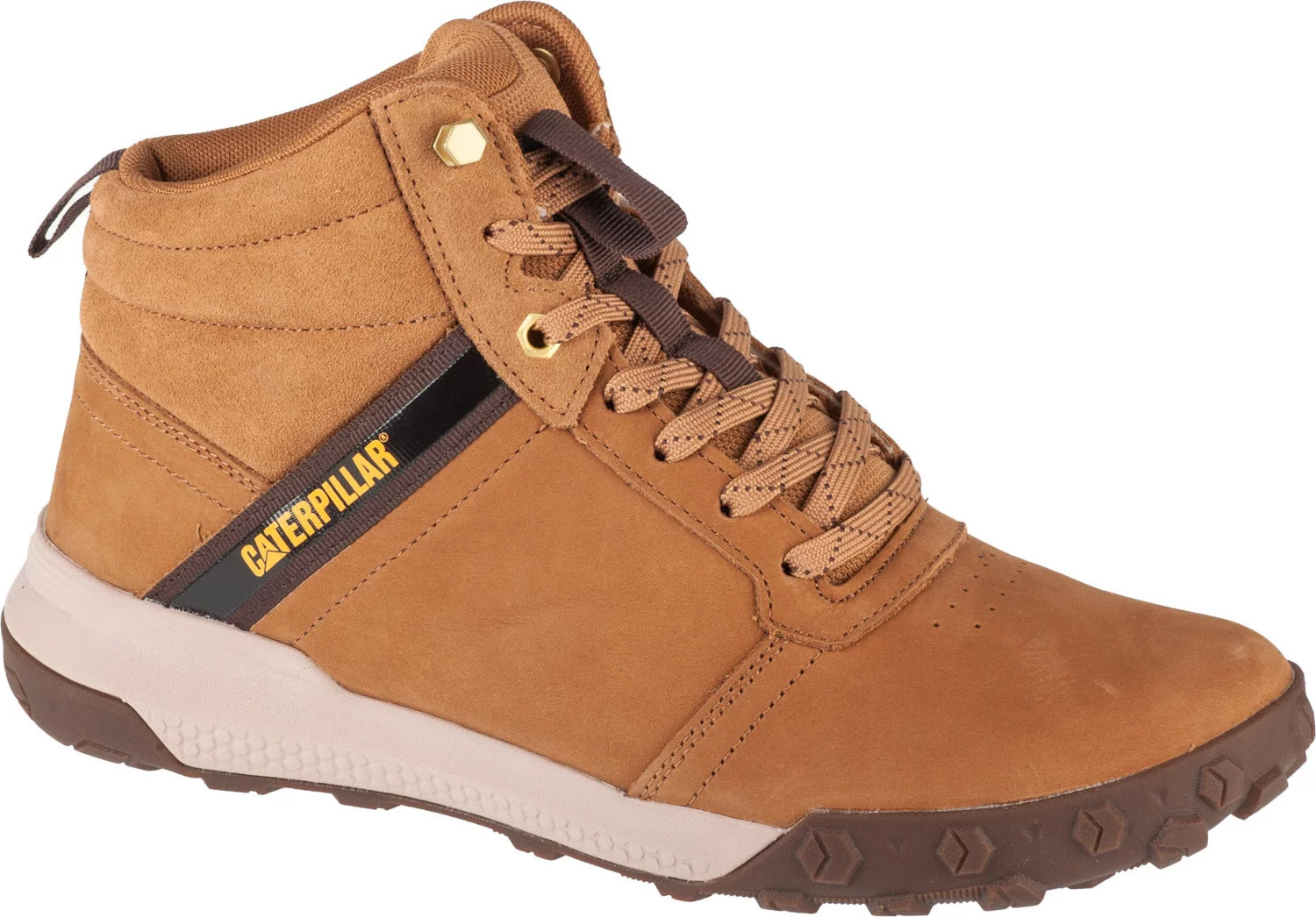 Hnedé pánske kožené členkové topánky Caterpillar Hex Ready Mid P726023 Veľkosť: 43