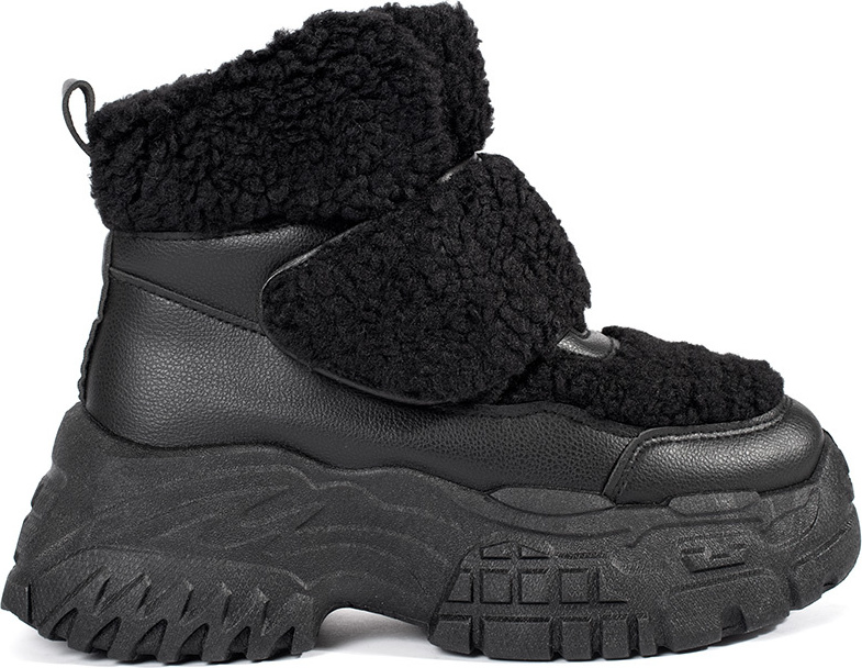 Čierne snehule na platforme s kožušinou typu baránok BL537P-B Veľkosť: 36