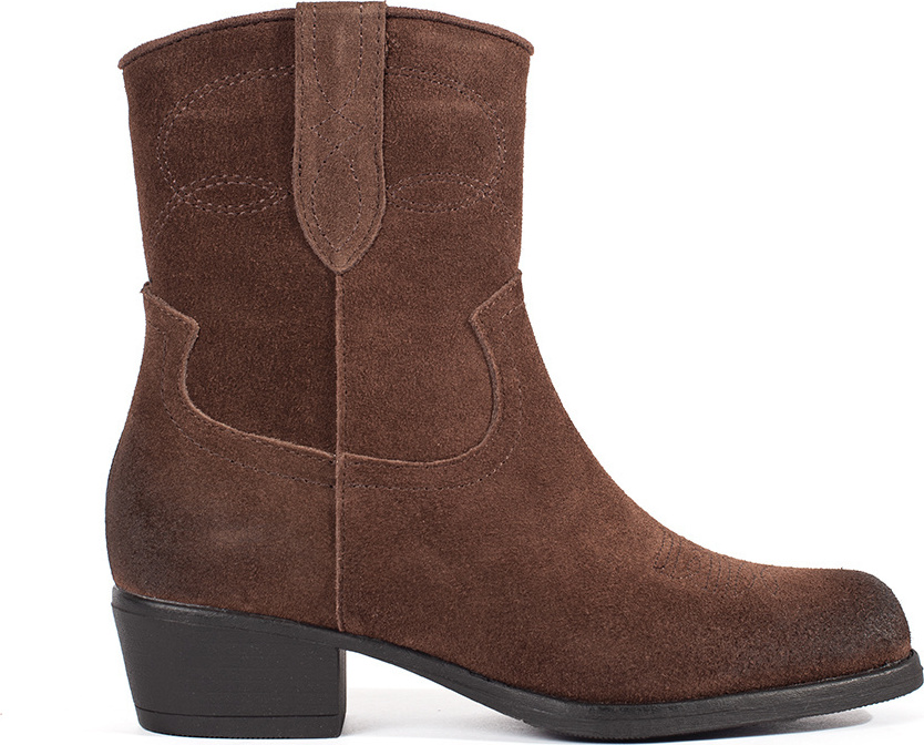 Kožené hnedé členkové kovbojky Sergio Leone, podpätok 4 cm BT284-S-BR Veľkosť: 37