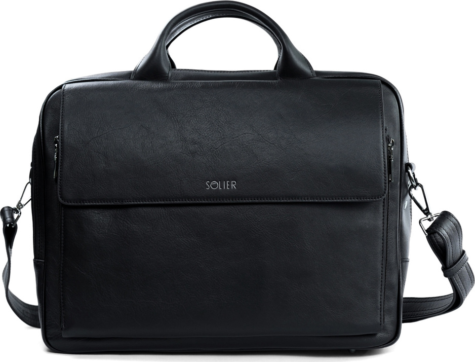 Kožená čierna taška na notebook SL30 BLACK Veľkosť: ONE SIZE