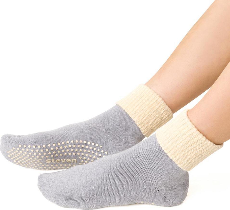 Svetlosivé dámske teplé froté ponožky Art.126 PW026, LIGHT GRAY MELANGE - ABS Veľkosť: 35/37