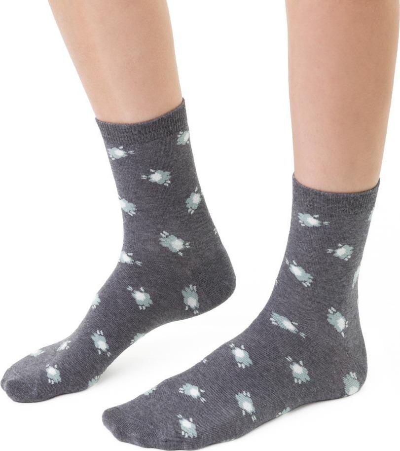 Sivé dámske ponožky so vzormi Art.099 DR025, GRAY MELANGE Veľkosť: 35/37