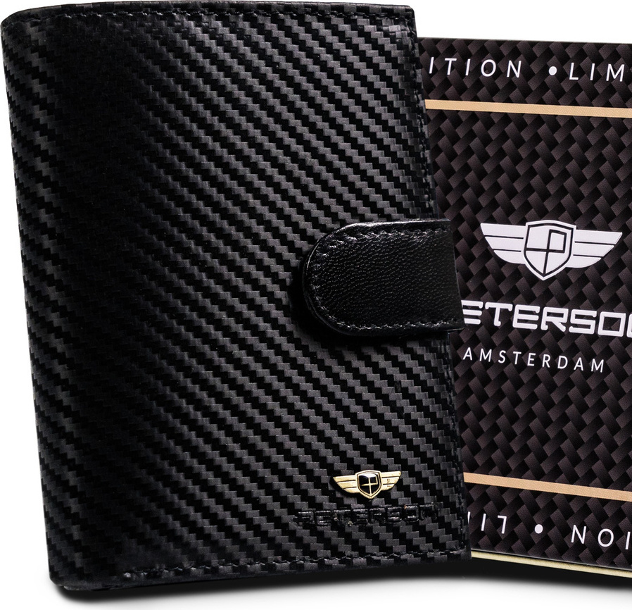 Peterson Čierna peňaženka z karbónovej kože W106 [DH] PTN 339Z-CA-6679 BLA Veľkosť: ONE SIZE