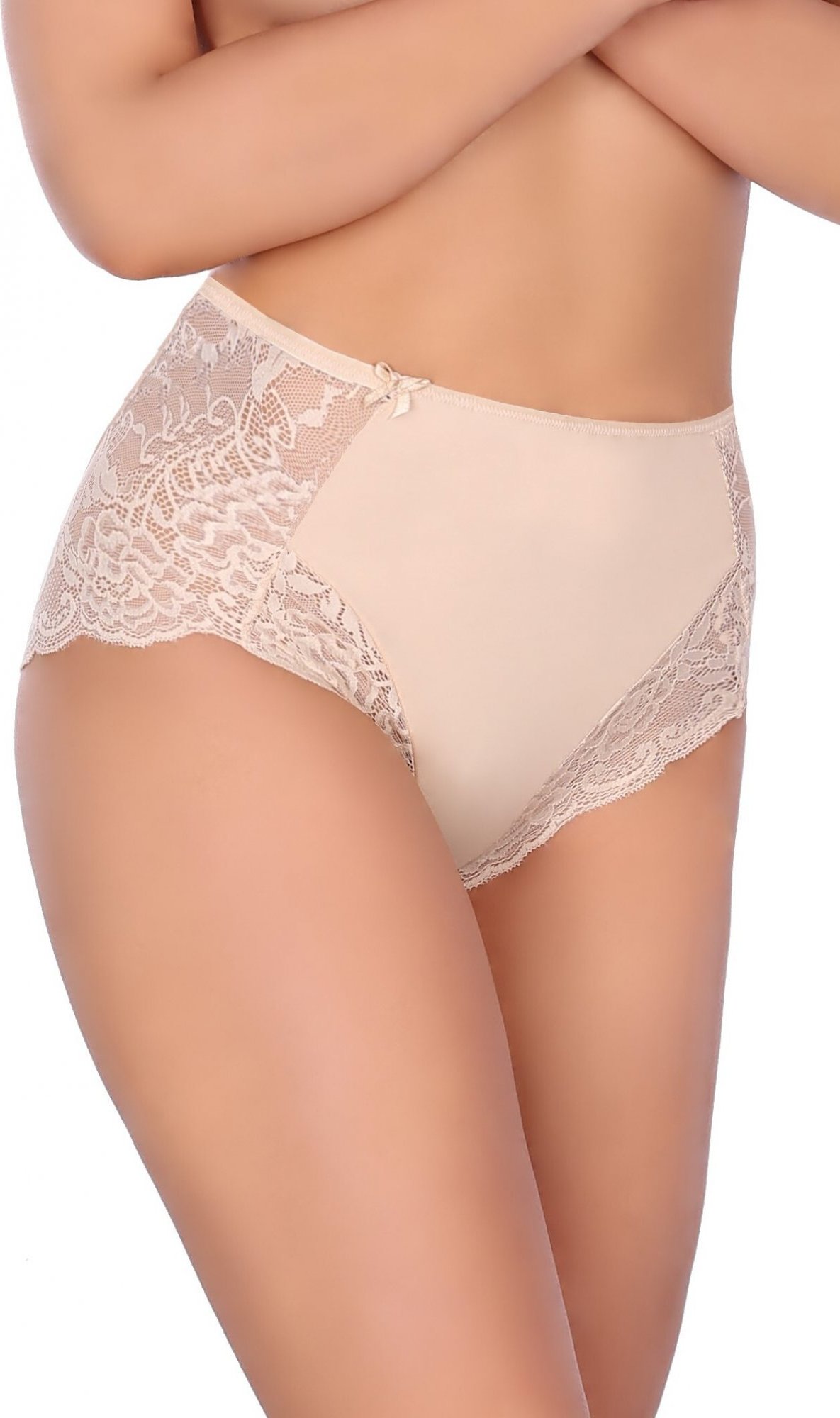 Čipkové nohavičky s vysokým pásom Funny Day Bella S-3XL Veľkosť: XL, Barva: Béžová