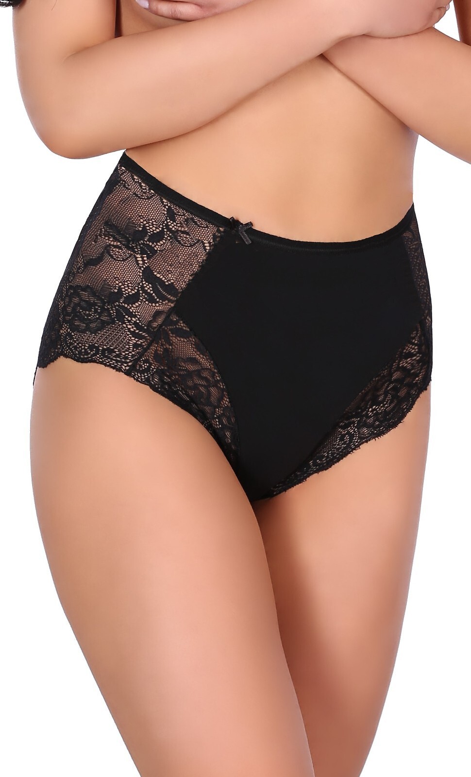 Čipkové nohavičky s vysokým pásom Funny Day Bella S-3XL Veľkosť: L, Barva: čierna