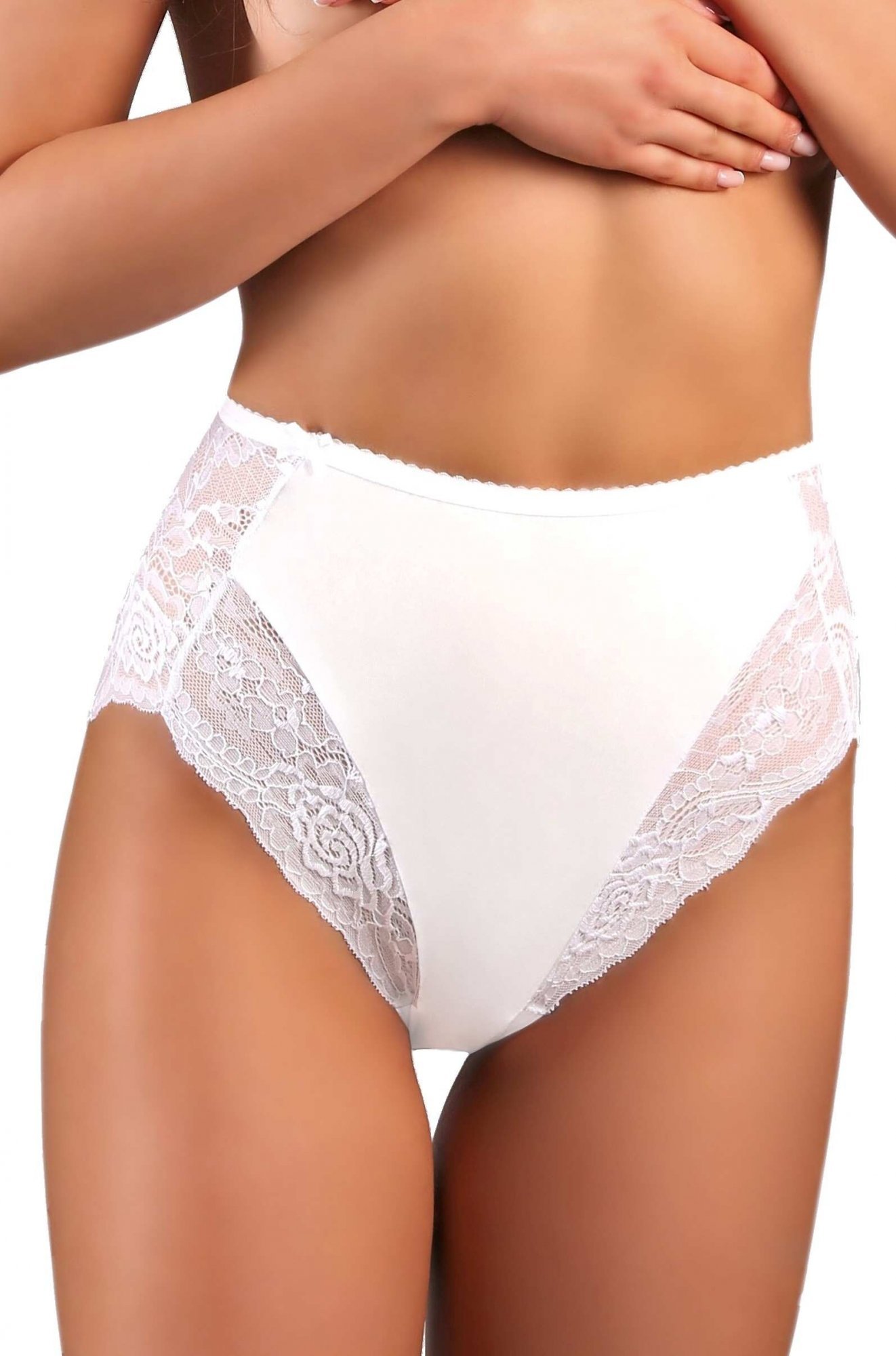 Čipkové nohavičky s vysokým pásom Funny Day Bella S-3XL Veľkosť: L, Barva: biela