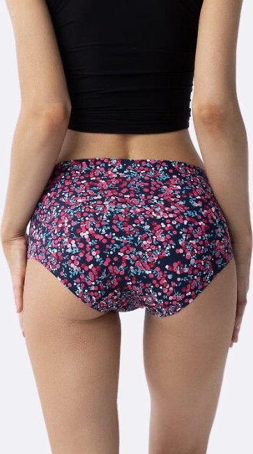 Kvetinové nohavičky s vysokým pásom Julimex Cranberries Maxi S-2XL Veľkosť: S, Barva: tmavomodrá