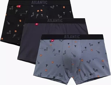 Sada 3 pánskych boxeriek Atlantic 3MH-050 A'3 S-2XL Veľkosť: 2XL, Barva: čierna/sivá/modrá