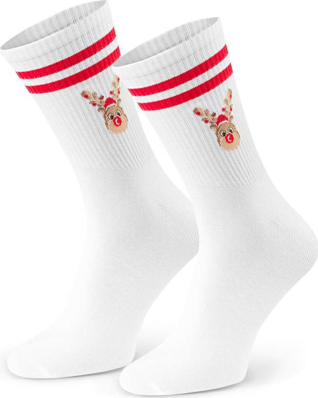 Biele pánske vianočné ponožky Art.136 KM151, WHITE Veľkosť: 44/46