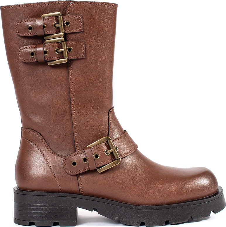 Hnedé kožené dámske členkové topánky na platforme zdobené remienkami Sergio Leone, podpätok 4 cm TR798-S-BR Veľkosť: 38