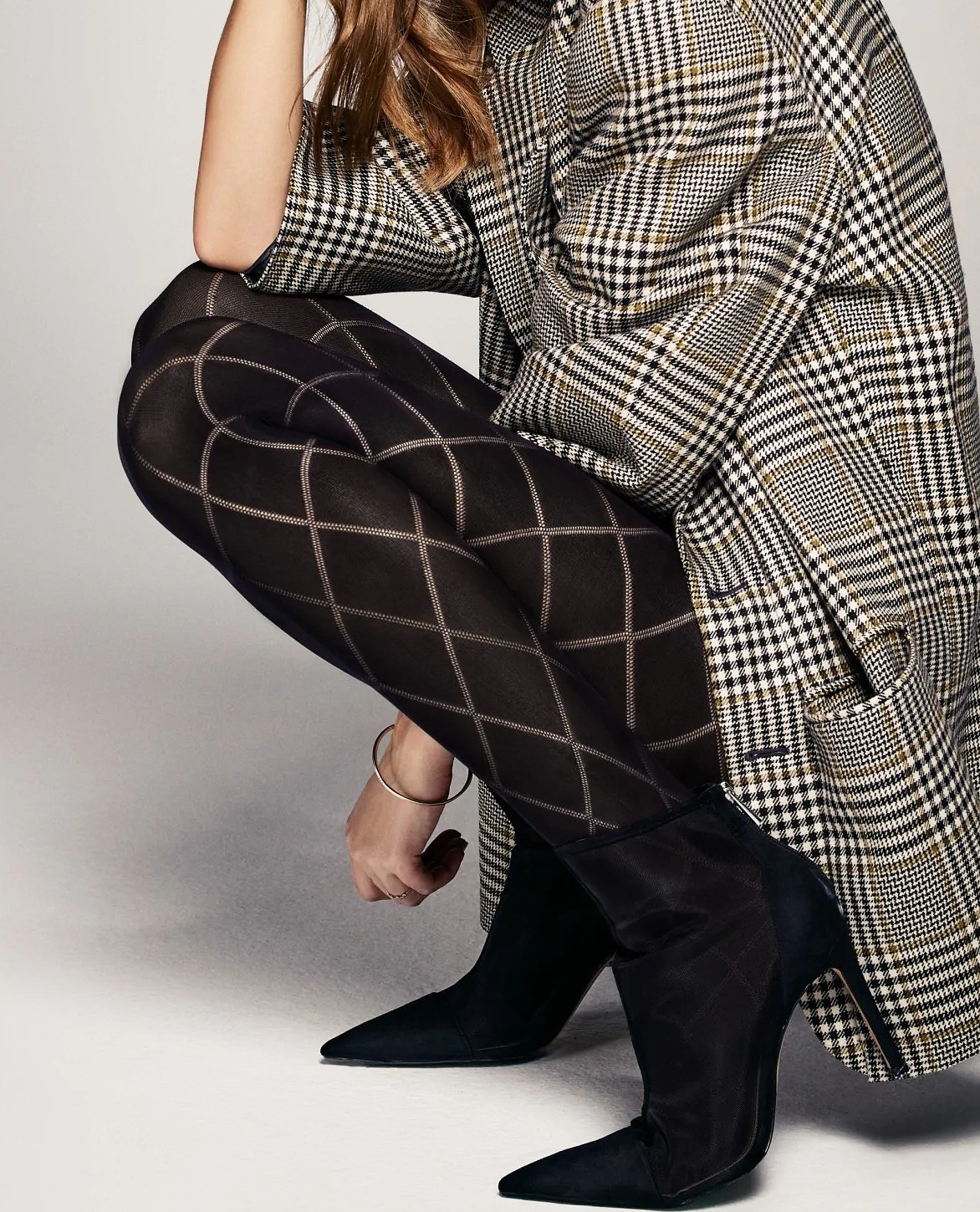 Čierne vzorované silonky Veneziana Rombo Grandi 60 deň Veľkosť: M, Barva: čierna