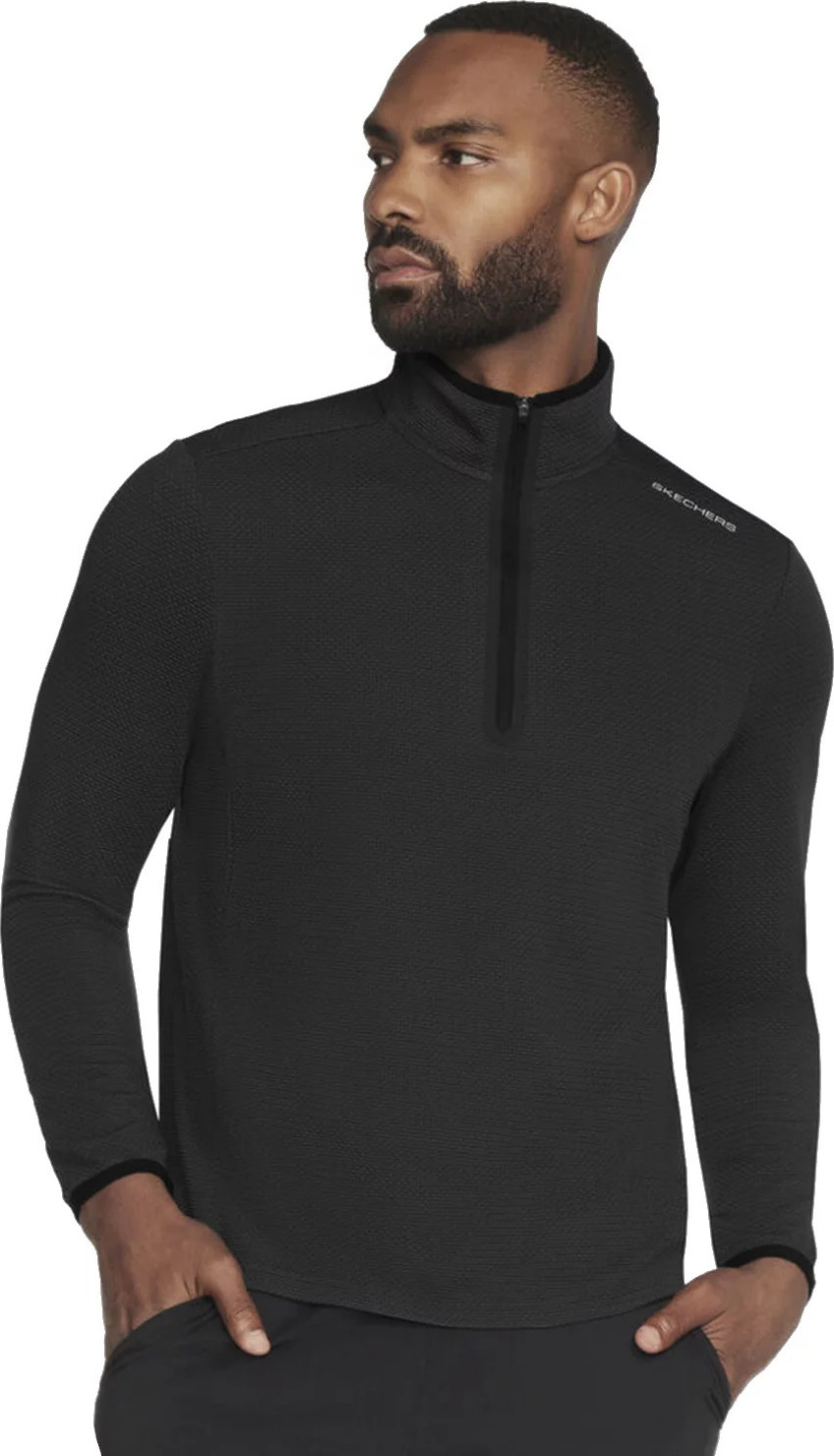 Čierna pánska mikina Skechers Skech-Knits Burst 1/4 Zip LT130-BLK Veľkosť: L