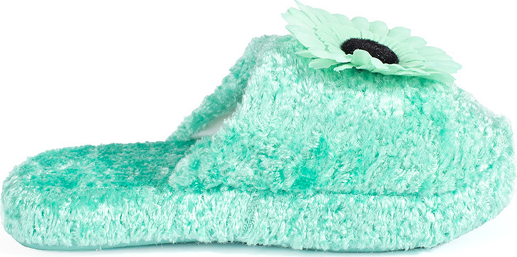 Zelené detské šľapky s ozdobným kvetom CX7604-1X-GR Veľkosť: 34