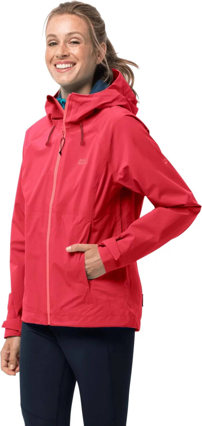 Červená dámska športová bunda Jack Wolfskin Highest Peak 3l Jkt W 1115121-2058 Veľkosť: M