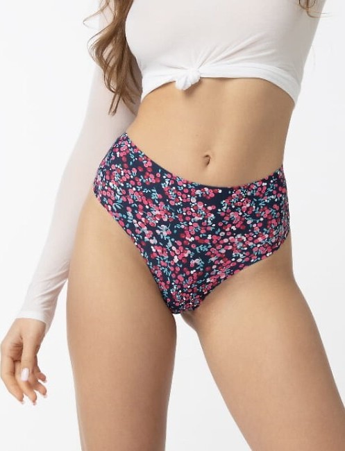 Dámske tangá s vyšším pásom Julimex Cranberries String Maxi S-2XL Veľkosť: 2XL, Barva: tmavomodrá