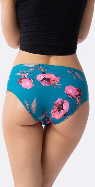 Smaragdové klasické dámske nohavičky s kvetinovým vzorom Julimex Wild Rose Classic S-XL Veľkosť: XL, Barva: smaragdová