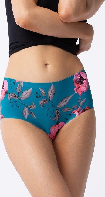 Smaragdové dámske klasické nohavičky s vyšším pásom Julimex Wild Rose Maxi S-2XL Veľkosť: S, Barva: smaragdová